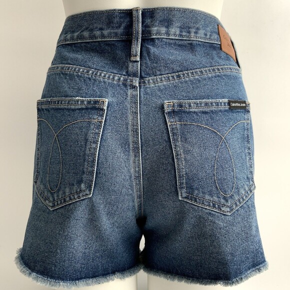 Calvin Klein Jeans Shorts Blue Denim Raw Hem High Rise 27 - Picture 2 of 8